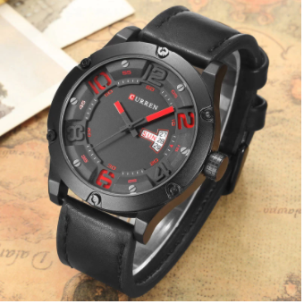 STYGIAN Leather Watch featuring a round dial, adjustable wristband, and stylish design, perfect for any occasion.