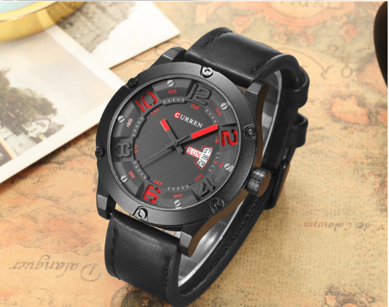 STYGIAN Leather Watch featuring a round dial, adjustable wristband, and stylish design, perfect for any occasion.