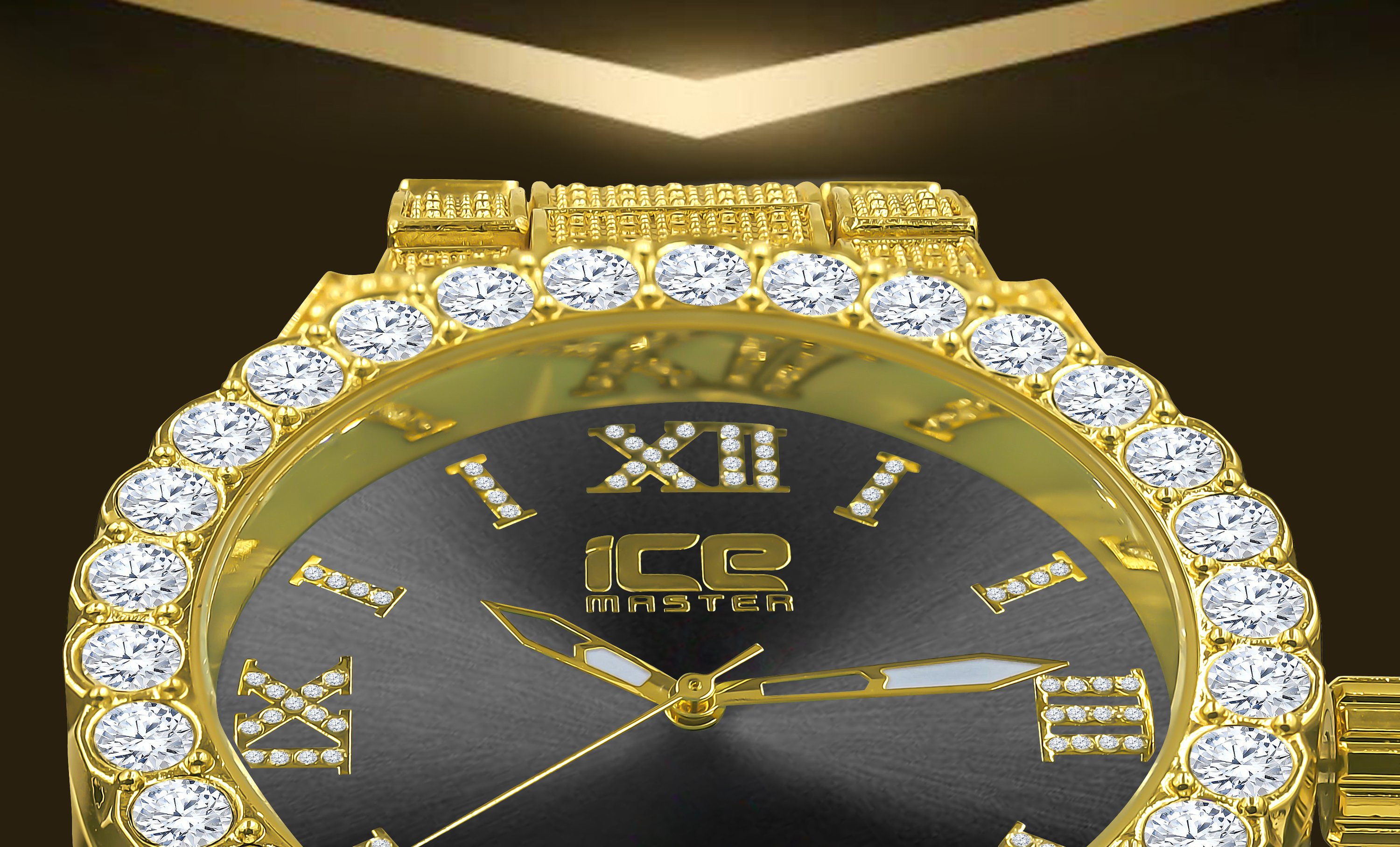 Stylish STYLIN Hip Hop Metal Watch featuring Roman hour indicators and a luxurious CZ stone bezel.