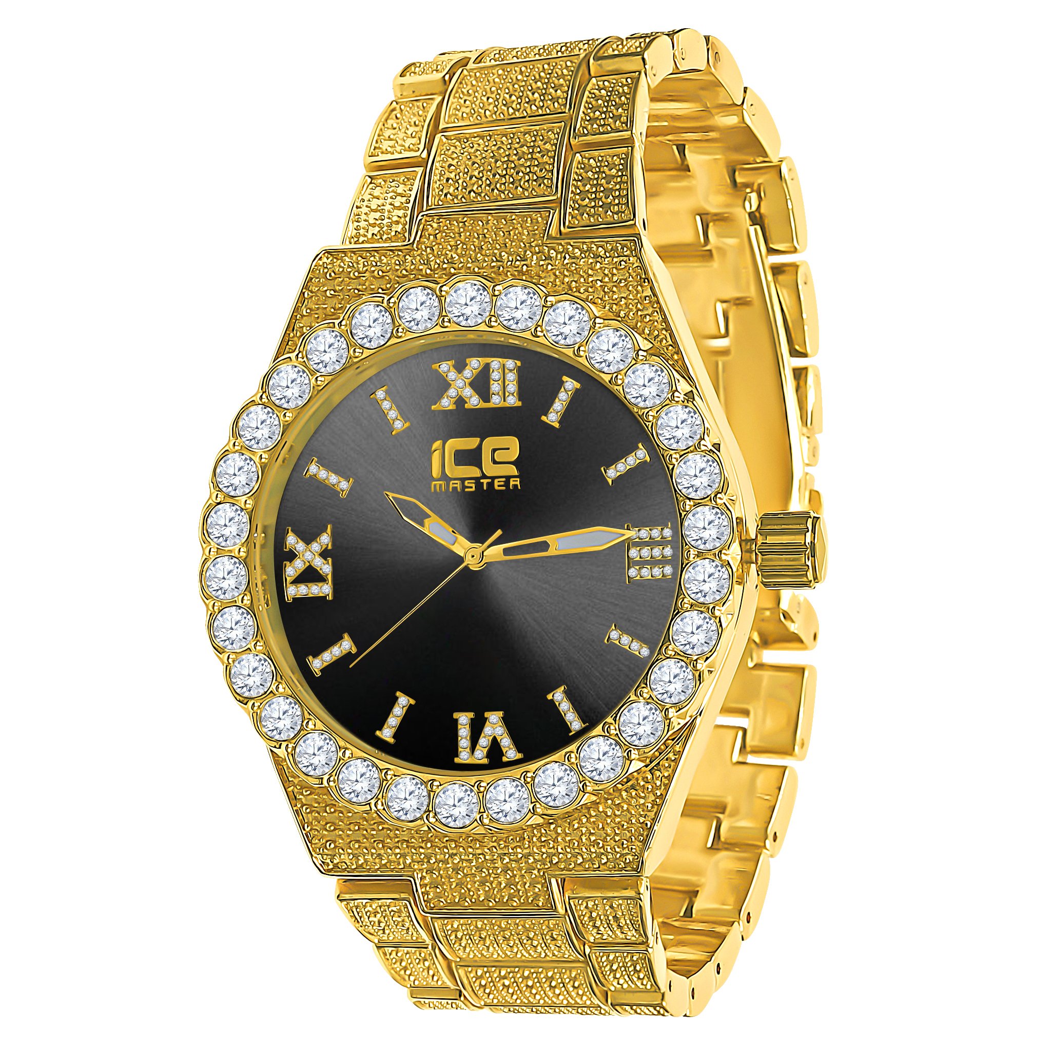 Stylish STYLIN Hip Hop Metal Watch featuring Roman hour indicators and a luxurious CZ stone bezel.