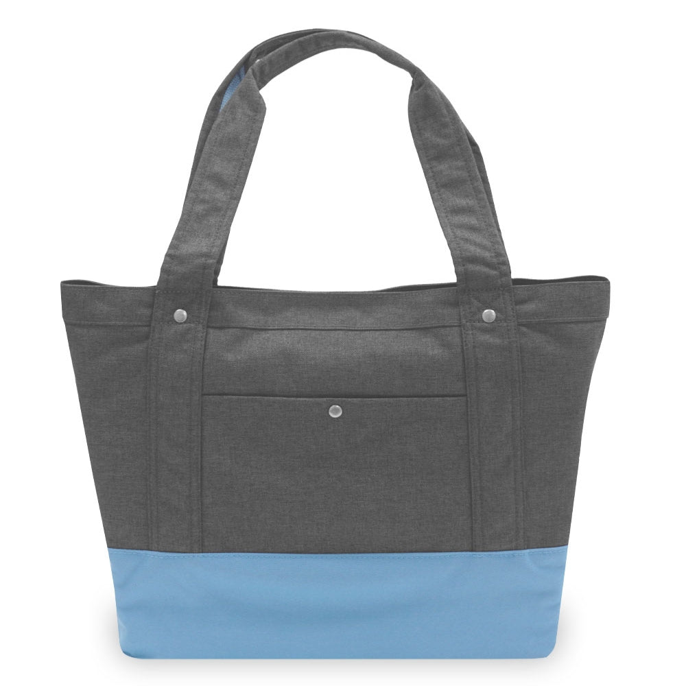 Stylish Tablet Tote Bag in trendy two-tone colors with padded tablet sleeve and outer pocket.