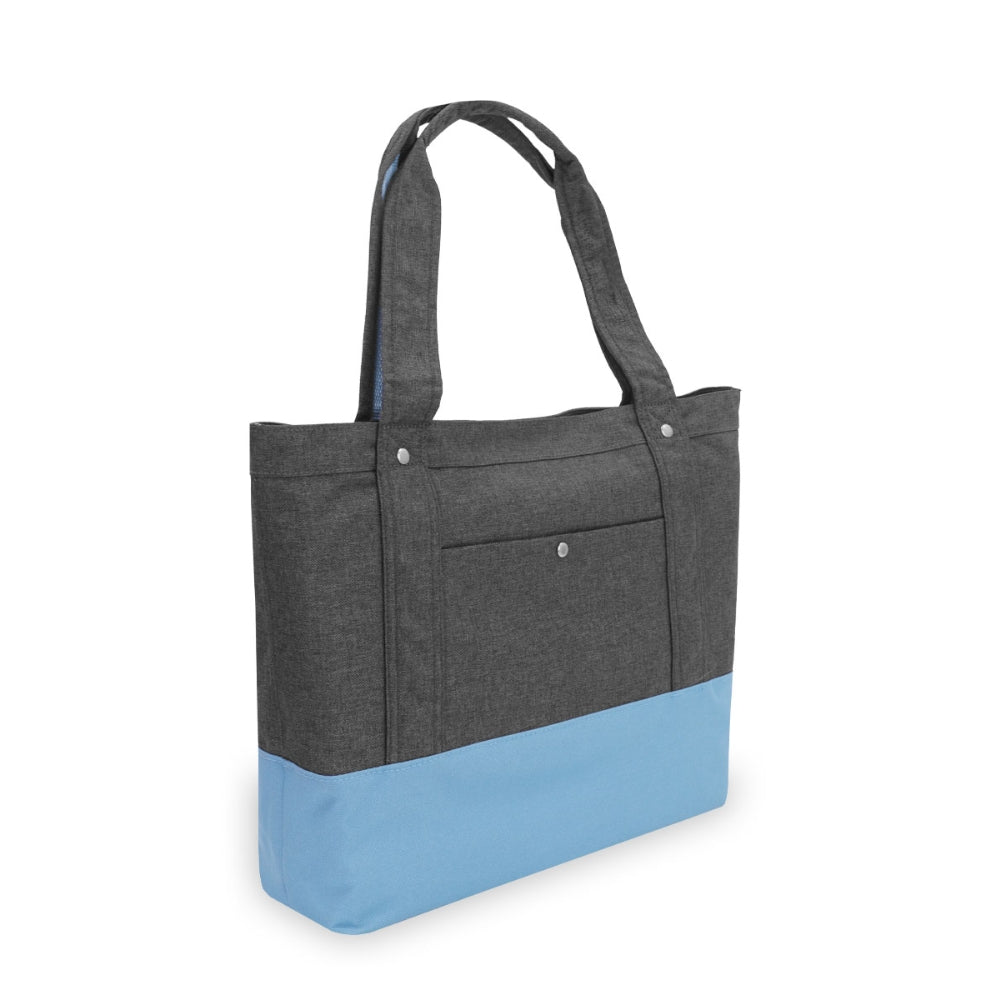 Stylish Tablet Tote Bag in trendy two-tone colors with padded tablet sleeve and outer pocket.