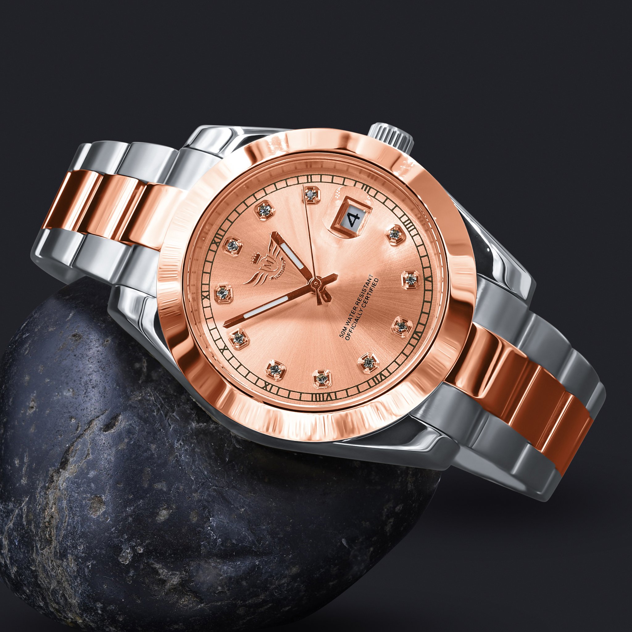 SUBTILIS Steel Watch I 5306818 featuring a dazzling dial with CZ stones and a polished stainless steel band.