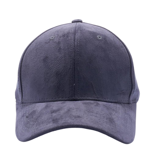 A pack of six stylish suede baseball caps in various colors, featuring a flat visor and adjustable velcro closure.