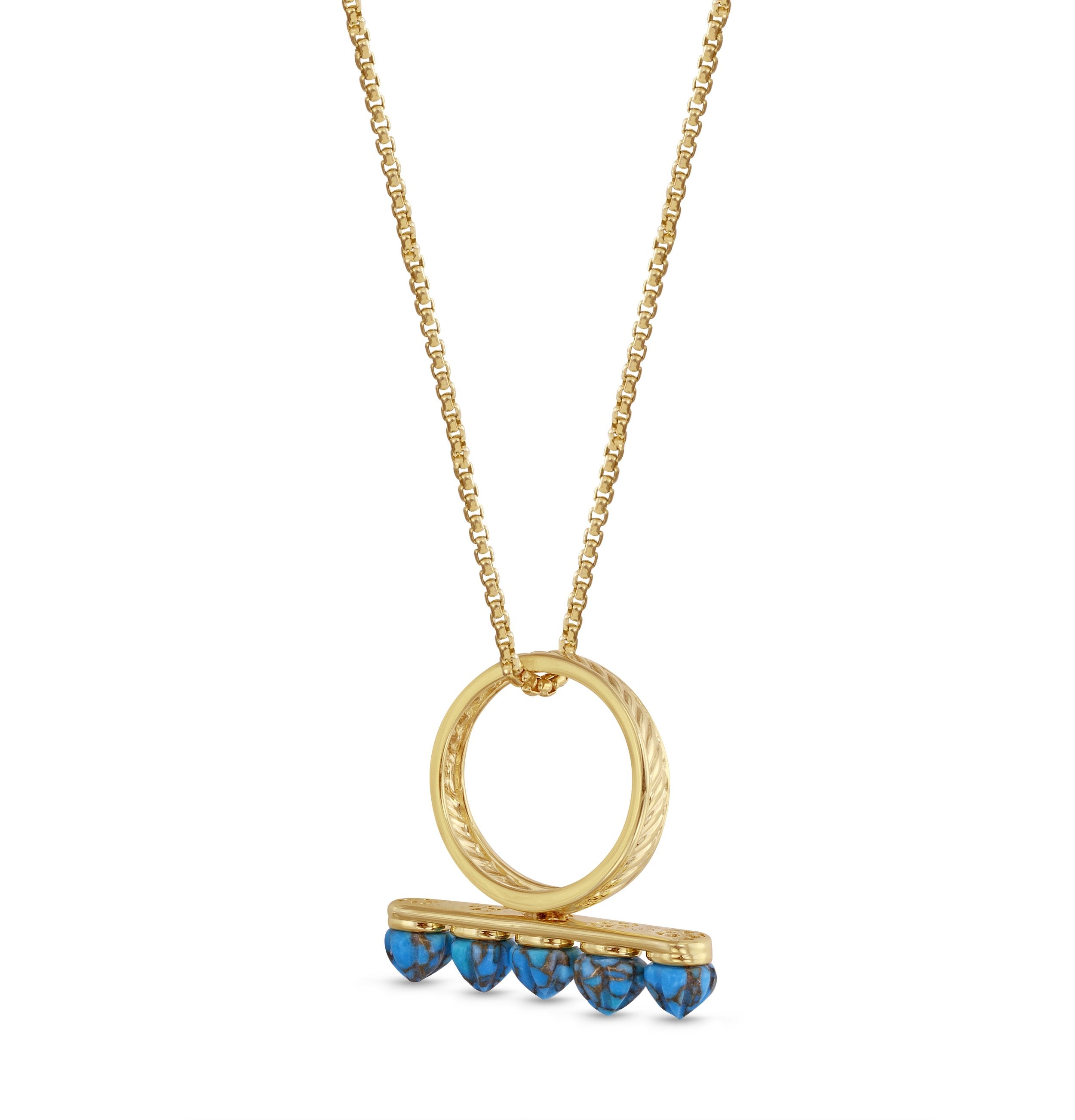 Summer Nights Turquoise Multistone Ring & Pendant in 14K Yellow Gold, showcasing a vibrant turquoise stone set in elegant yellow gold.