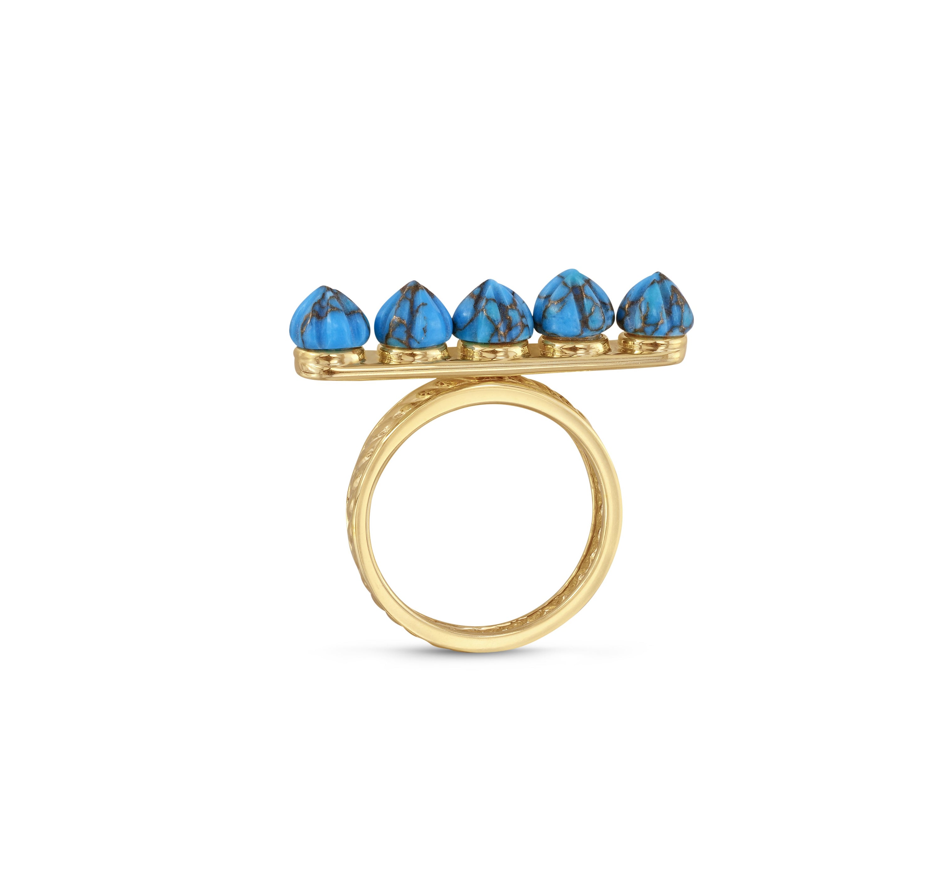 Summer Nights Turquoise Multistone Ring & Pendant in 14K Yellow Gold, showcasing a vibrant turquoise stone set in elegant yellow gold.