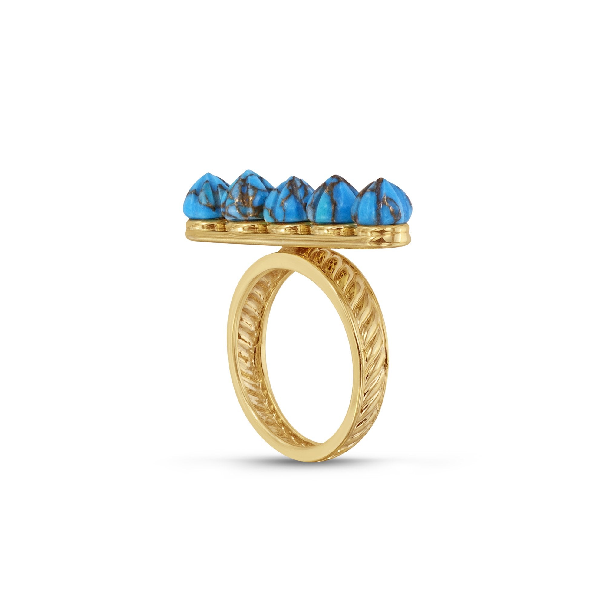 Summer Nights Turquoise Multistone Ring & Pendant in 14K Yellow Gold, showcasing a vibrant turquoise stone set in elegant yellow gold.