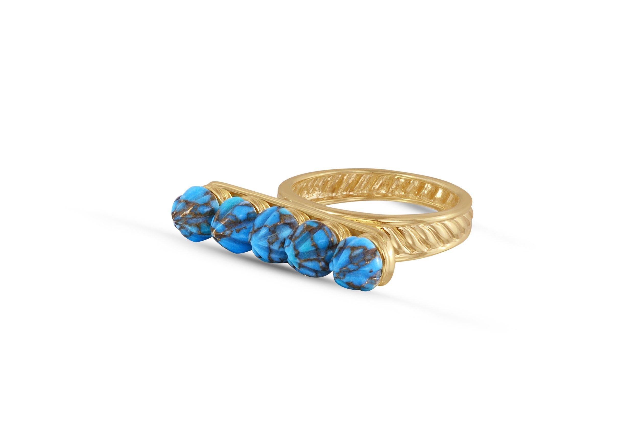 Summer Nights Turquoise Multistone Ring & Pendant in 14K Yellow Gold, showcasing a vibrant turquoise stone set in elegant yellow gold.