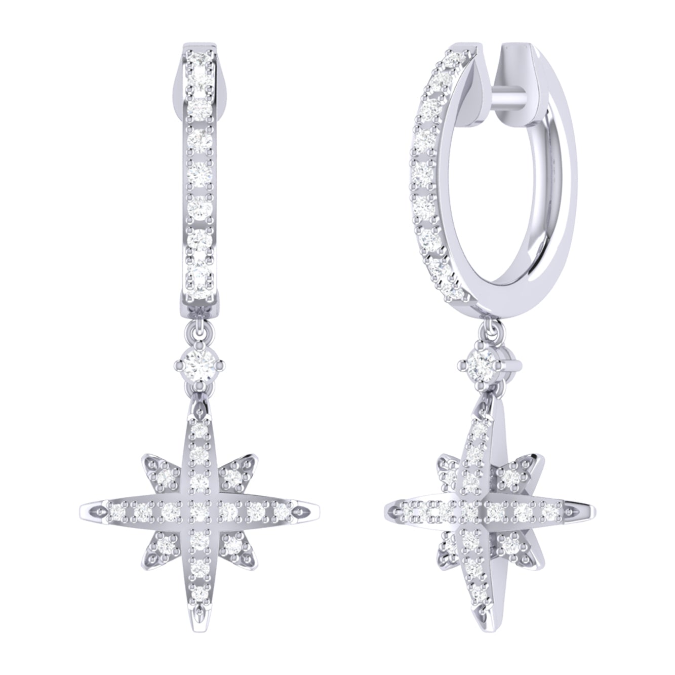 Elegant Supernova Diamond Hoop Earrings crafted in 925 Sterling Silver, featuring genuine diamonds set in prong settings.