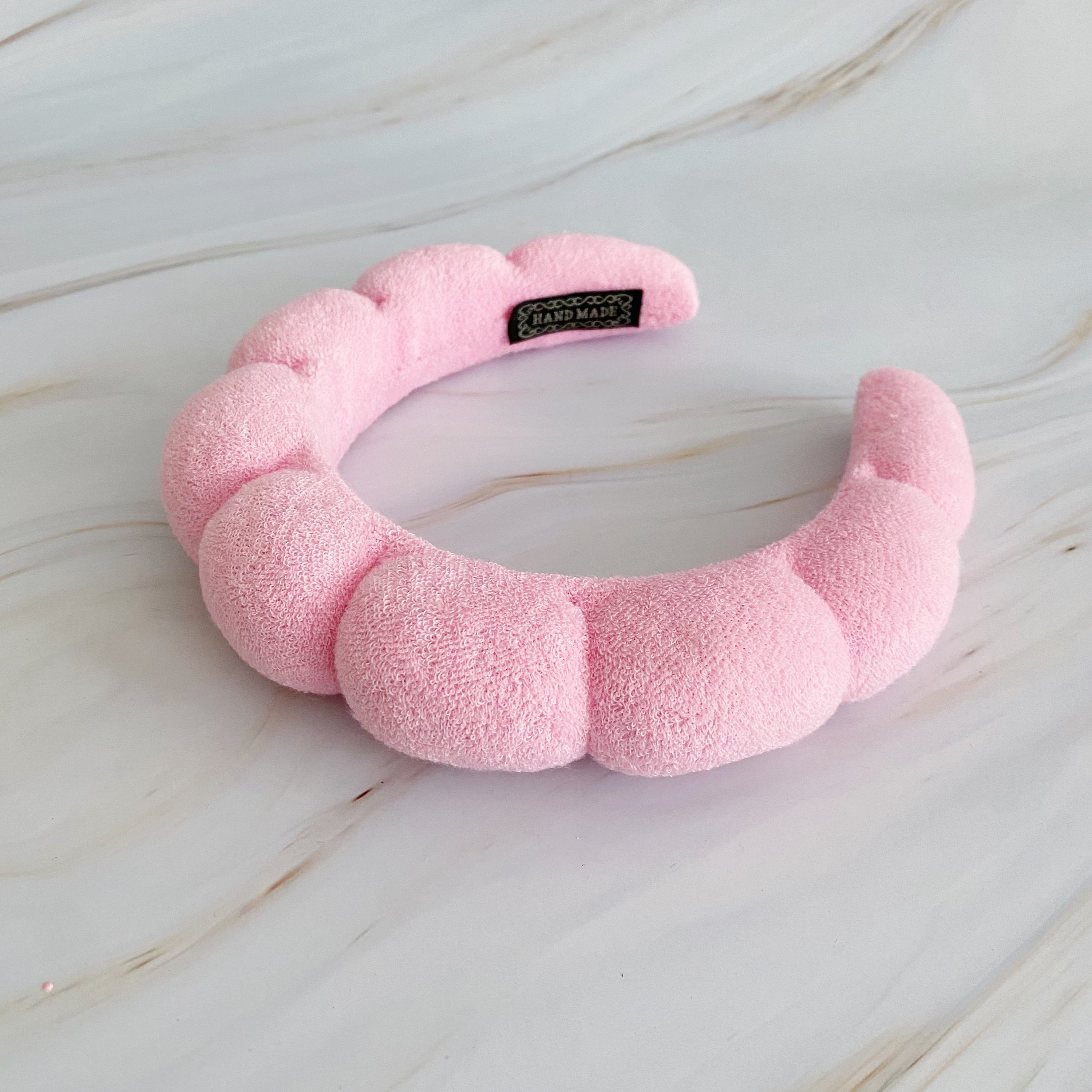 Terry Puffy Soft Headband in playful scalloped design, made of soft terry cloth fabric, perfect for casual and spa use.