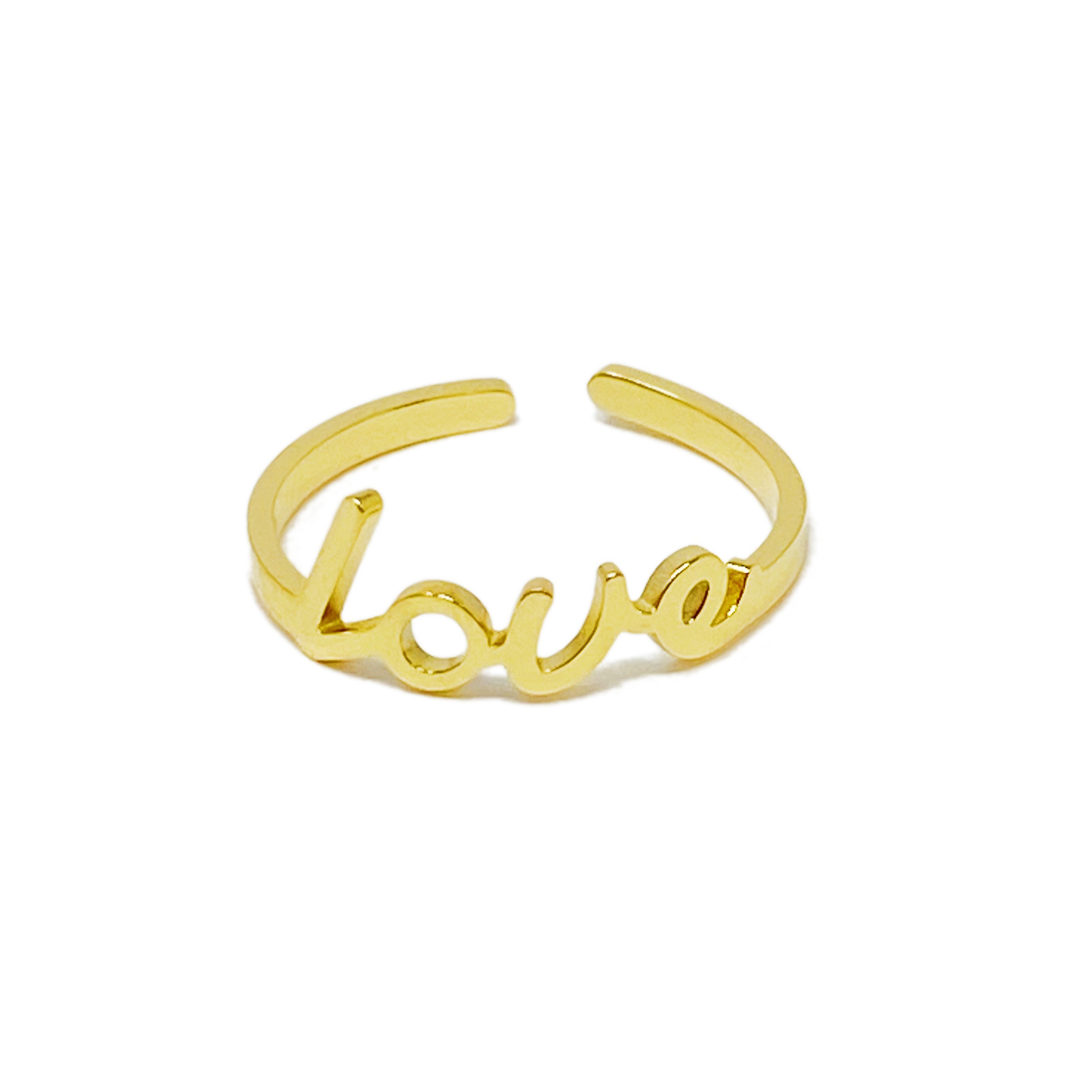 The Always Remember Ring featuring delicate script, adjustable design, and 18K gold plating on stainless steel.