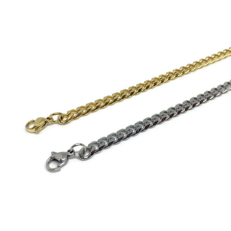 Thick Curb Chain Link Bracelet made of stainless steel, showcasing its shiny surface and sturdy links, available in various colors.