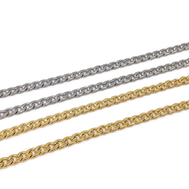 Thick Curb Chain Link Necklace made of stainless steel, featuring a bold 0.5cm width and 50cm length, available in multiple colors.