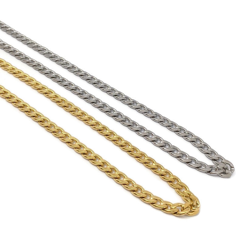 Thick Curb Chain Link Necklace made of stainless steel, featuring a bold 0.5cm width and 50cm length, available in multiple colors.