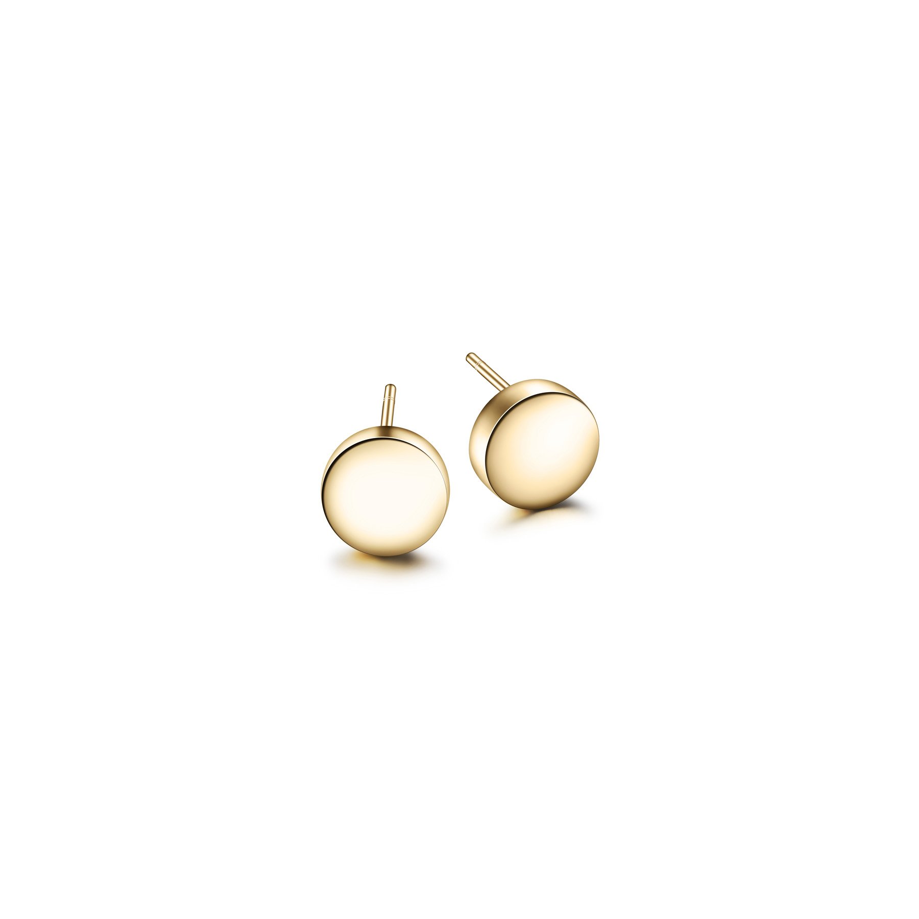 Elegant thumbtack stud earrings made from hypoallergenic stainless steel with 14K gold PVD plating.