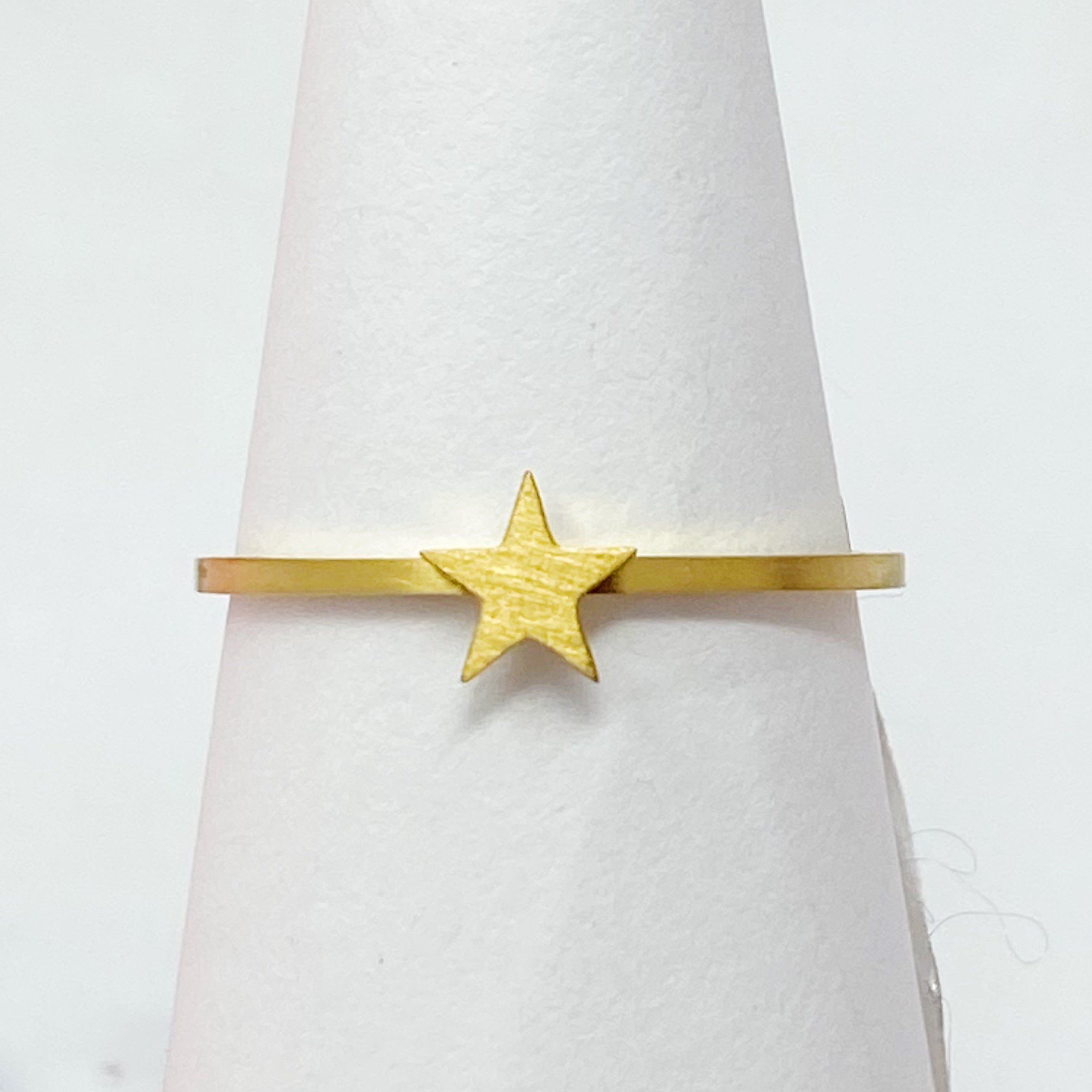 Tiny Figure Stackable Ring featuring various shapes, 18K gold plated stainless steel, size 7, perfect for stacking.