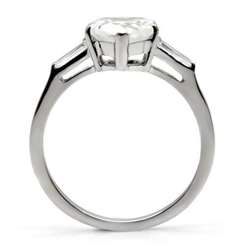 TK027 High Polished Stainless Steel Ring featuring AAA Grade clear CZ center stone, showcasing its elegant design and shine.