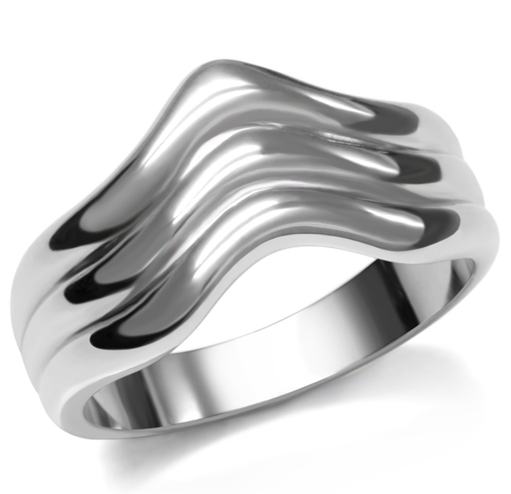 TK032 High Polished Stainless Steel Ring with a sleek, minimalist design, showcasing its shiny surface and absence of stones.