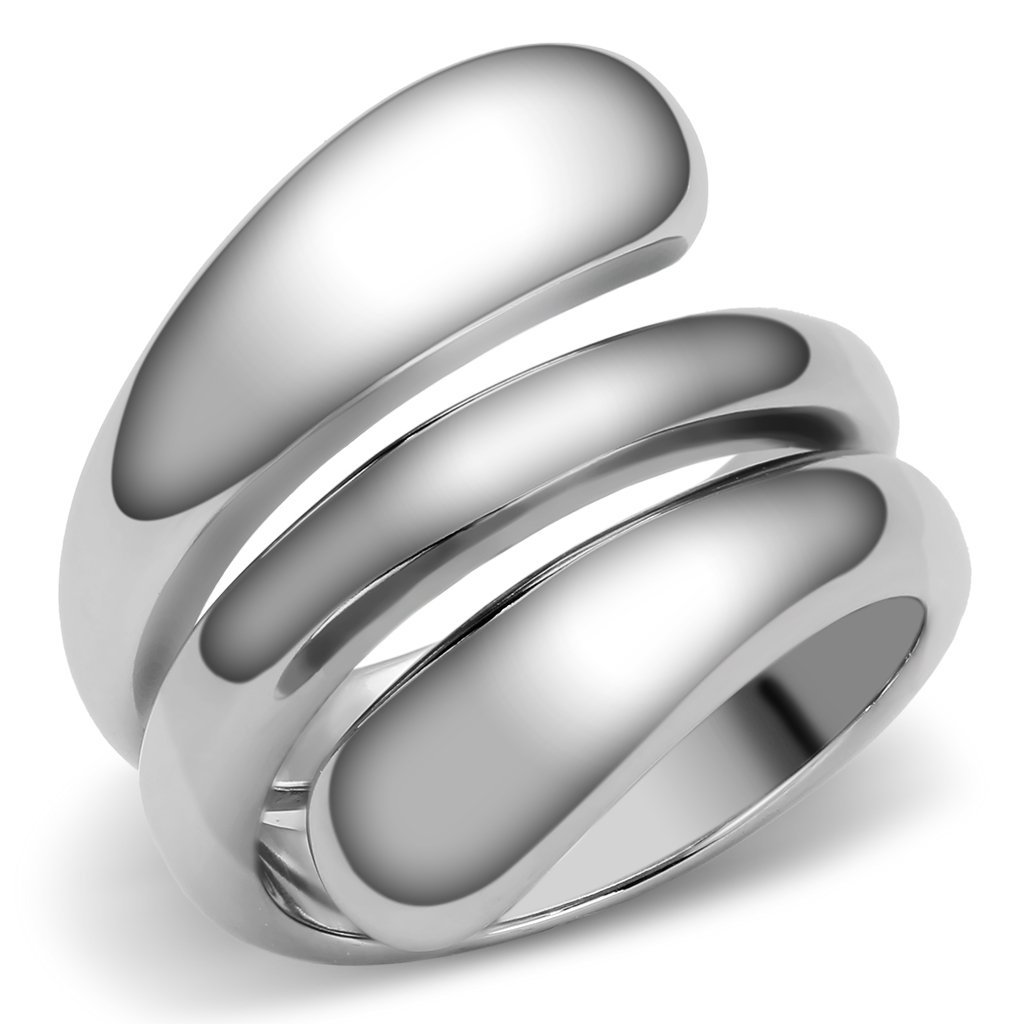 TK037 High Polished Stainless Steel Ring with a sleek, shiny finish, showcasing its minimalist design without any stones.