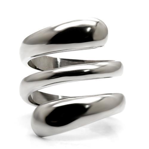 TK037 High Polished Stainless Steel Ring with a sleek, shiny finish, showcasing its minimalist design without any stones.