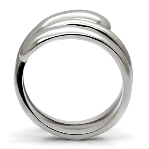 TK037 High Polished Stainless Steel Ring with a sleek, shiny finish, showcasing its minimalist design without any stones.