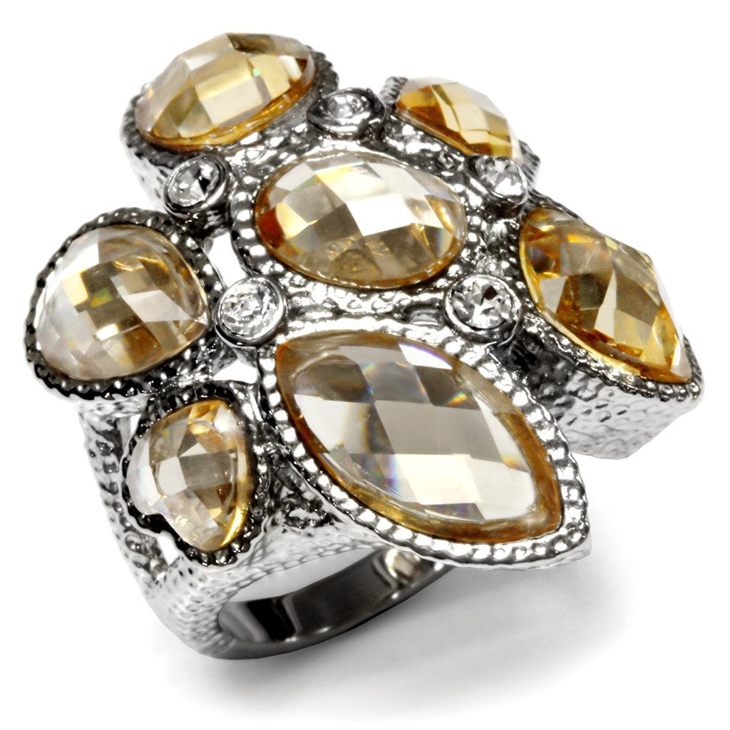 Gemstone-studded silver ring