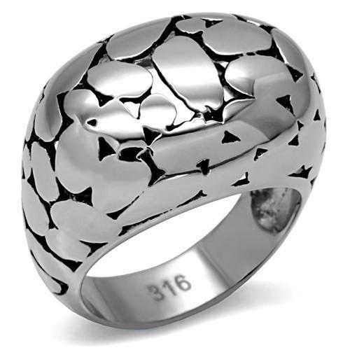 TK048 High Polished Stainless Steel Ring with a sleek, shiny finish, showcasing its minimalist design without any stones.