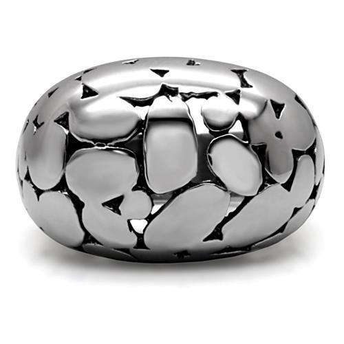 TK048 High Polished Stainless Steel Ring with a sleek, shiny finish, showcasing its minimalist design without any stones.