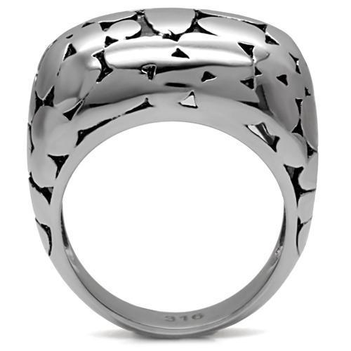 TK048 High Polished Stainless Steel Ring with a sleek, shiny finish, showcasing its minimalist design without any stones.