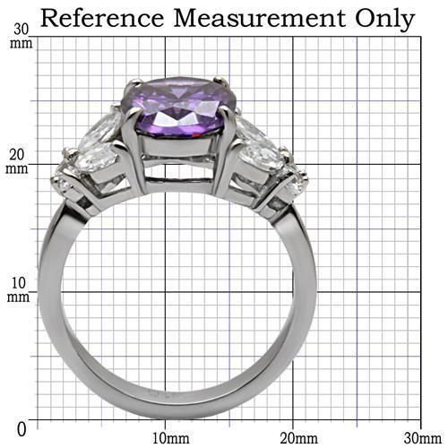 TK086 High Polished Stainless Steel Ring featuring AAA Grade Amethyst CZ, showcasing its elegant design and shiny finish.