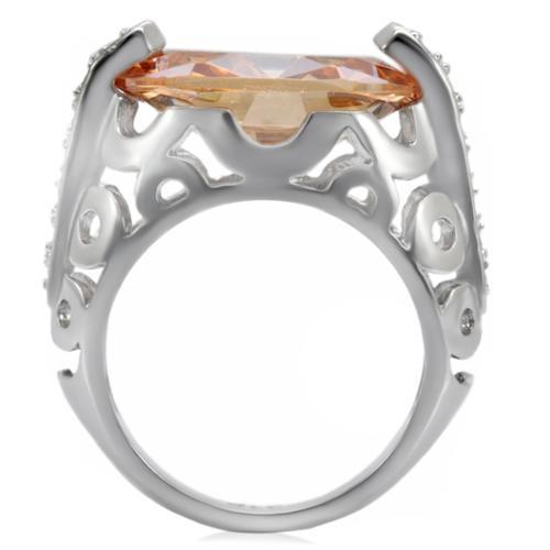 TK092 High Polished Stainless Steel Ring featuring AAA Grade champagne CZ stone, showcasing its elegant design and shiny finish.