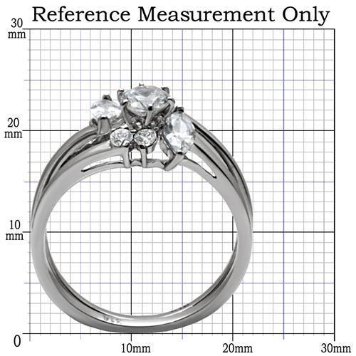 TK096 High Polished Stainless Steel Ring featuring a clear AAA Grade CZ center stone, showcasing a brilliant shine.