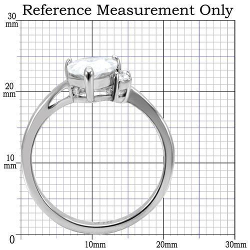 TK102 High Polished Stainless Steel Ring featuring a clear AAA Grade CZ center stone, showcasing its elegant design and shiny finish.