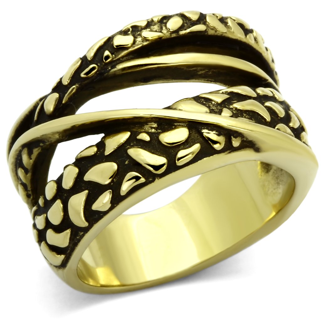 TK1025 IP Gold Stainless Steel Ring with a sleek design and no stone, showcasing its luxurious ion plating finish.