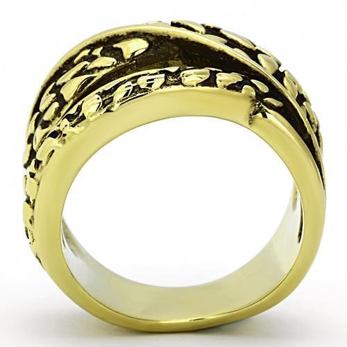 TK1025 IP Gold Stainless Steel Ring with a sleek design and no stone, showcasing its luxurious ion plating finish.