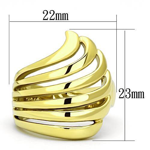 TK1028 IP Gold Stainless Steel Ring with a sleek, polished finish, showcasing a minimalist design without any stones.