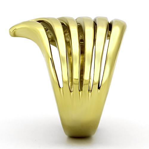 TK1028 IP Gold Stainless Steel Ring with a sleek, polished finish, showcasing a minimalist design without any stones.