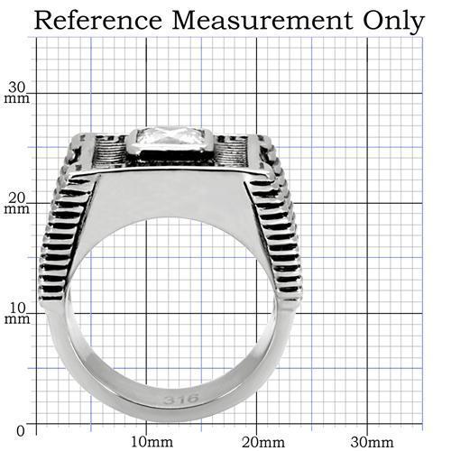 TK123 High Polished Stainless Steel Ring featuring AAA Grade clear CZ center stone, showcasing a brilliant shine and elegant design.