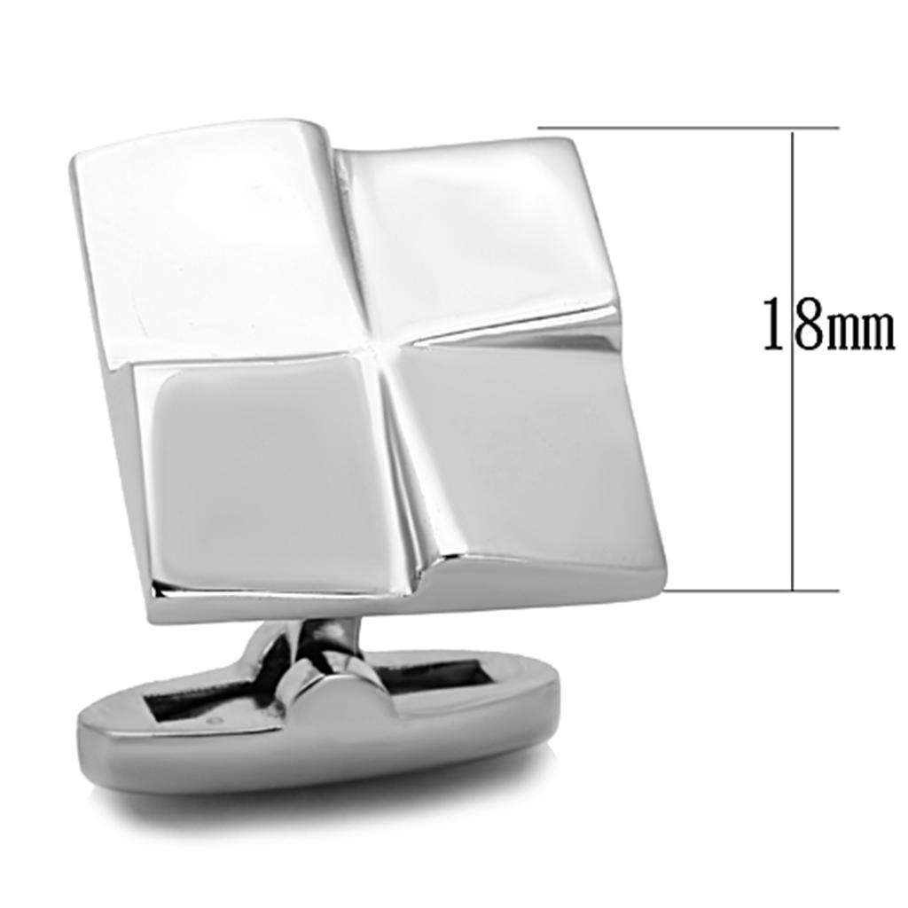 High polished stainless steel cufflink with a sleek design, showcasing its elegant finish and lightweight construction.