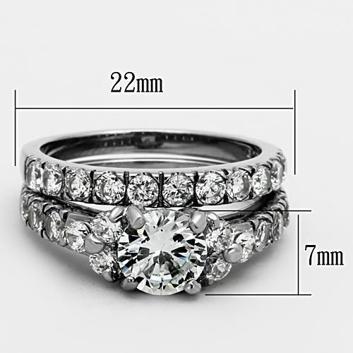 TK1331 High Polished Stainless Steel Ring featuring a clear AAA grade CZ stone, showcasing its elegant design and shiny finish.