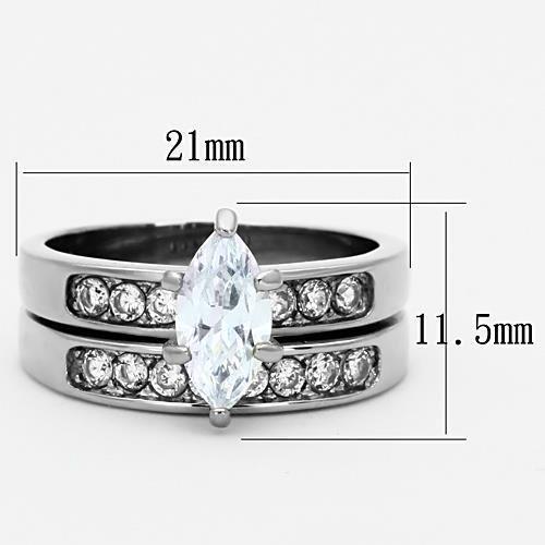 TK1319 High Polished Stainless Steel Ring featuring a clear AAA Grade CZ center stone, showcasing its elegant design and shine.