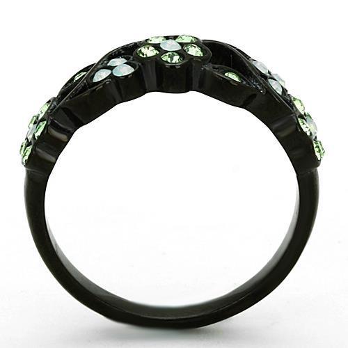 Black ring with green gems.