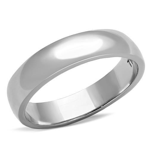 TK1375 High Polished Stainless Steel Ring with a sleek, shiny finish and no stone, perfect for minimalist style.