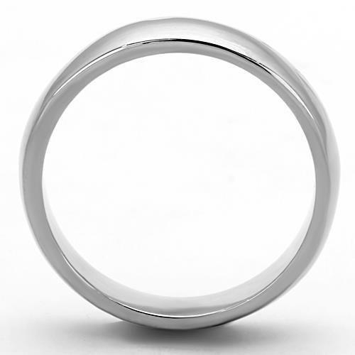 TK1375 High Polished Stainless Steel Ring with a sleek, shiny finish and no stone, perfect for minimalist style.