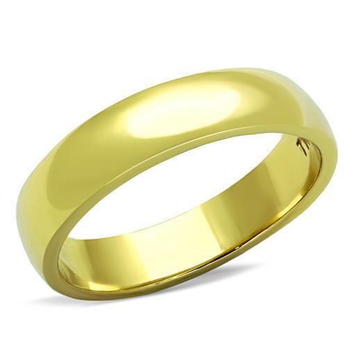 TK1375G IP Gold Stainless Steel Ring with a sleek design, featuring a polished finish and no center stone, perfect for minimalist style.