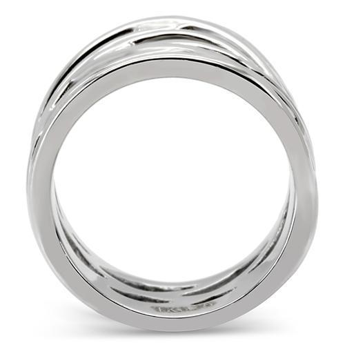 TK144 High Polished Stainless Steel Ring with a sleek, shiny finish, showcasing its minimalist design without any stones.