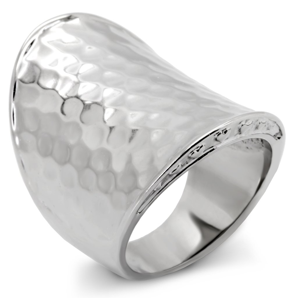 TK140 High Polished Stainless Steel Ring with a sleek, shiny finish and no stone, showcasing its minimalist design.