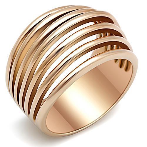 TK1414 IP Rose Gold Stainless Steel Ring with a sleek, minimalist design and no stone, showcasing its elegant ion plating finish.