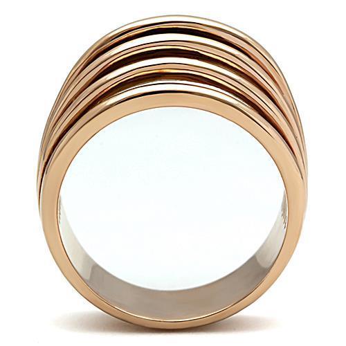 TK1414 IP Rose Gold Stainless Steel Ring with a sleek, minimalist design and no stone, showcasing its elegant ion plating finish.