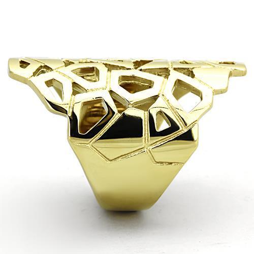 TK1446 IP Gold Stainless Steel Ring with a sleek, minimalist design, featuring a polished finish and no center stone.